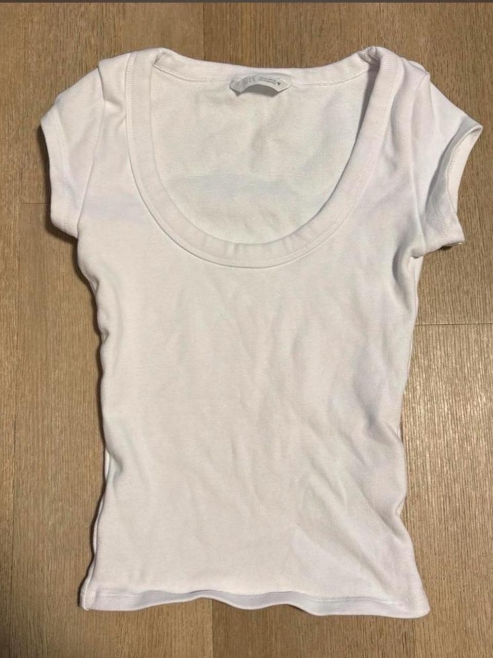 Zara Cotton Classic White Scoop Neck Women's Tee